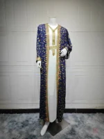 Abaya Kimono élégante en bleu et or