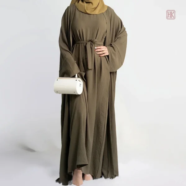 ensemble-kimono-abaya-et-robe-vert-1 Ensemble Kimono Abaya Vert élégant pour femme