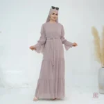 Abaya kimono fluide couleur rose
