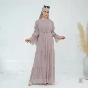 Abaya kimono fluide couleur rose