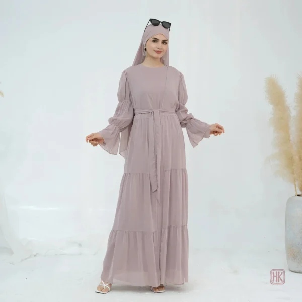 Abaya kimono fluide couleur rose