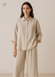 Kimono fluide en beige, style décontracté et chic