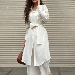Kimono Long Épuré en Blanc