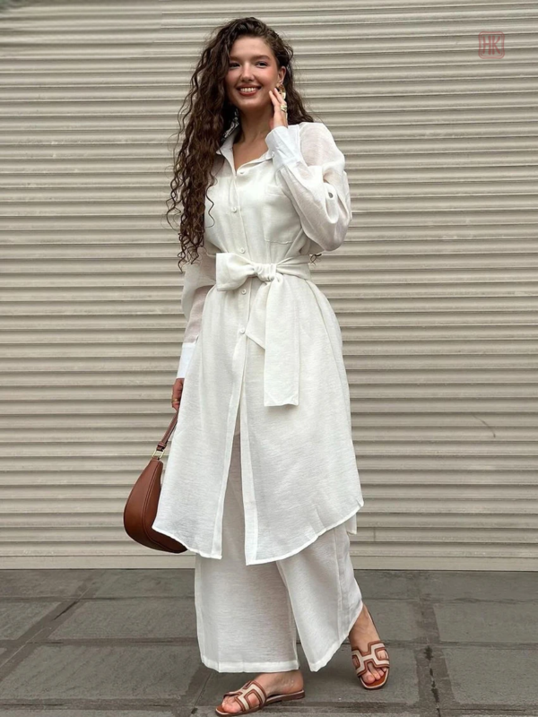 Kimono Long Épuré en Blanc