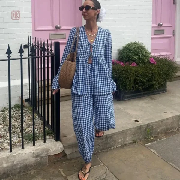 Kimono Bleu à Carreaux pour un style élégant