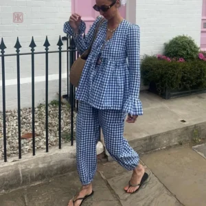 Ensemble Kimono avec motif à carreaux