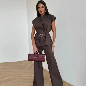 Ensemble Kimono Boutonné à Manches Courtes