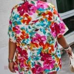 Kimono d'été stylé avec imprimé floral rose