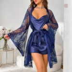 Ensemble Kimono Nuit Bleu Sexy en Dentelles