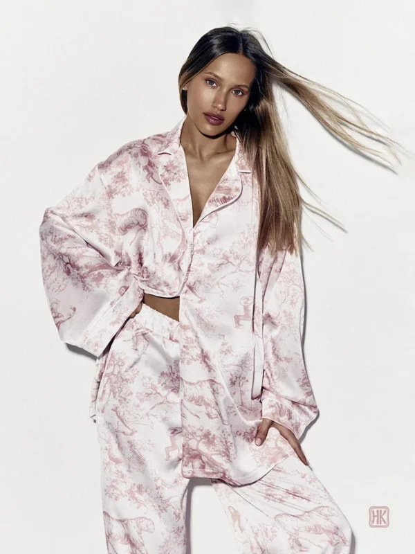 Vêtement léger Kimono en Rose et Blanc