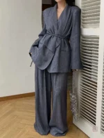 Ensemble Kimono Élégant Gris Foncé