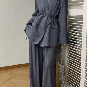 Ensemble Kimono Élégant Gris Foncé