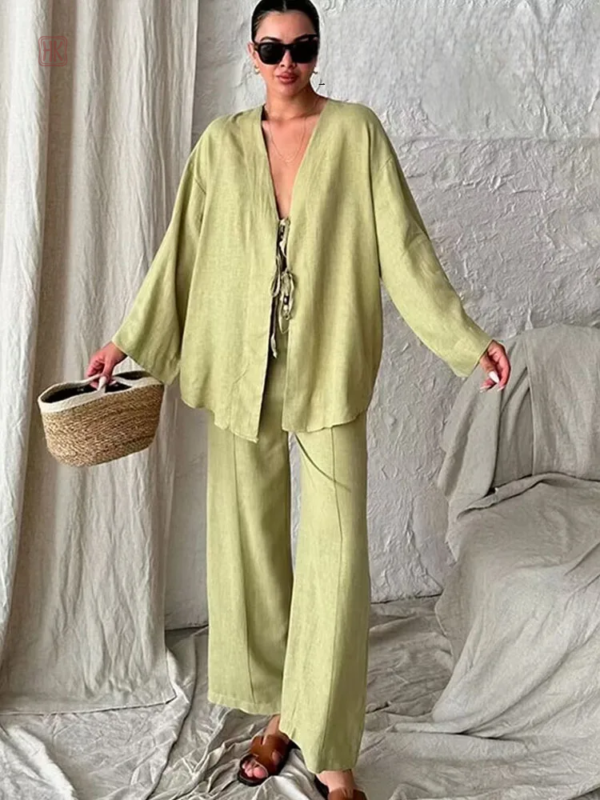 Kimono d'été confortable en vert doux