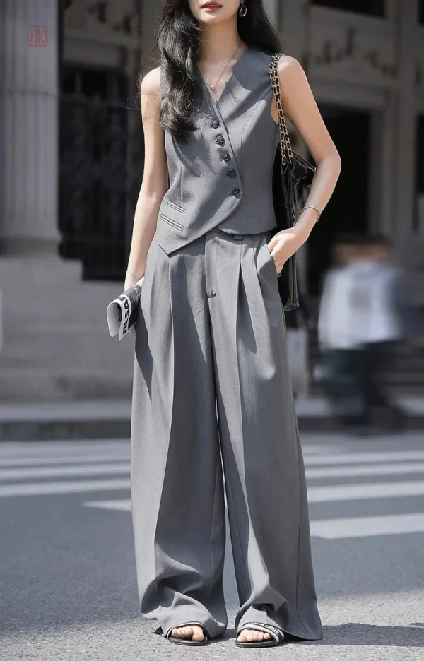 ensemble-kimono-gilet-asymetrique-moderne-1 Ensemble Kimono Gilet Asymétrique