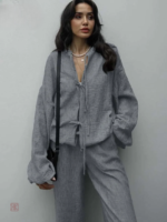 Kimono Gris avec détails à lacets