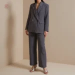 Ensemble Kimono Gris à Rayures