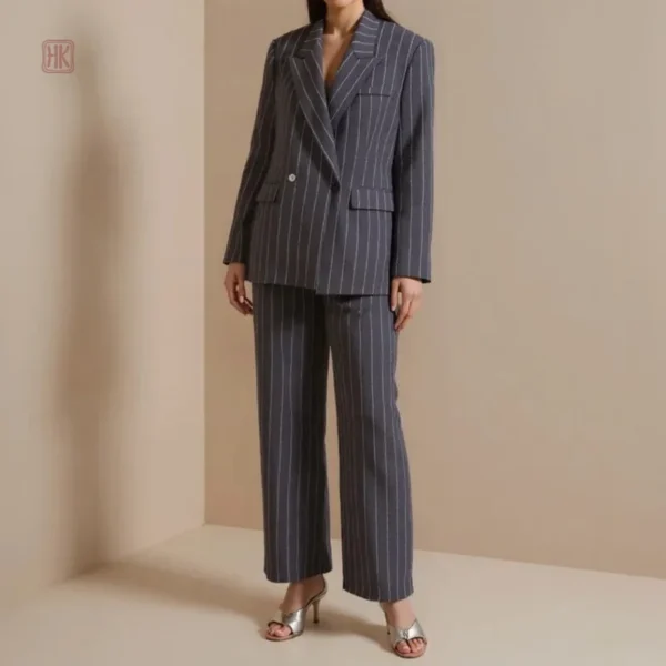 Ensemble Kimono Gris à Rayures