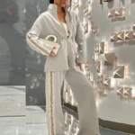 Ensemble Kimono Paillettes Gris Clair