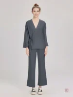 Kimono gris élégant pour un style décontracté