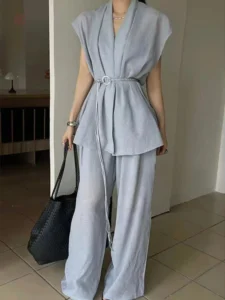 Ensemble Kimono Gris Léger et Stylé
