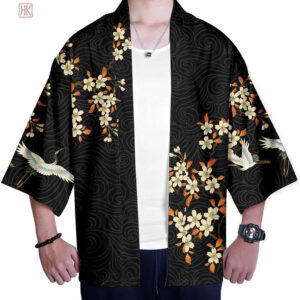 Veste kimono homme à motifs floraux vibrants