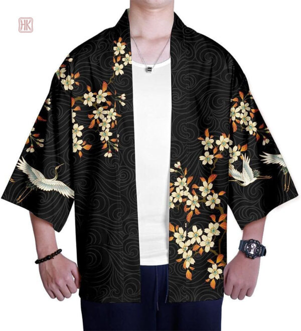 Veste kimono homme à motifs floraux vibrants