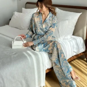 Ensemble Kimono Imprimé Bleu