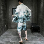 Veste Kimono Homme style forêt avec motifs naturels