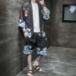 Veste kimono homme avec motif koi coloré