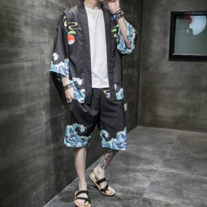 Veste kimono homme avec motif koi coloré