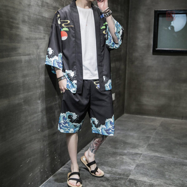 Veste kimono homme avec motif koi coloré