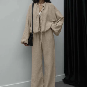 Kimono ample kaki avec ceinture assortie
