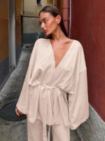 Ensemble de nuit, kimono satiné glamour