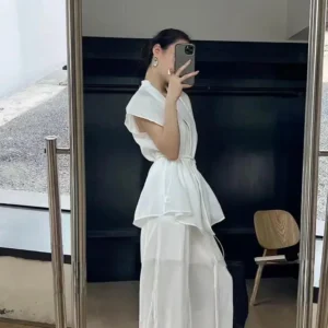 Kimono en coton léger, couleur blanche, style élégant et décontracté