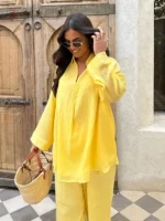 Vêtement d'été kimono jaune pour femme