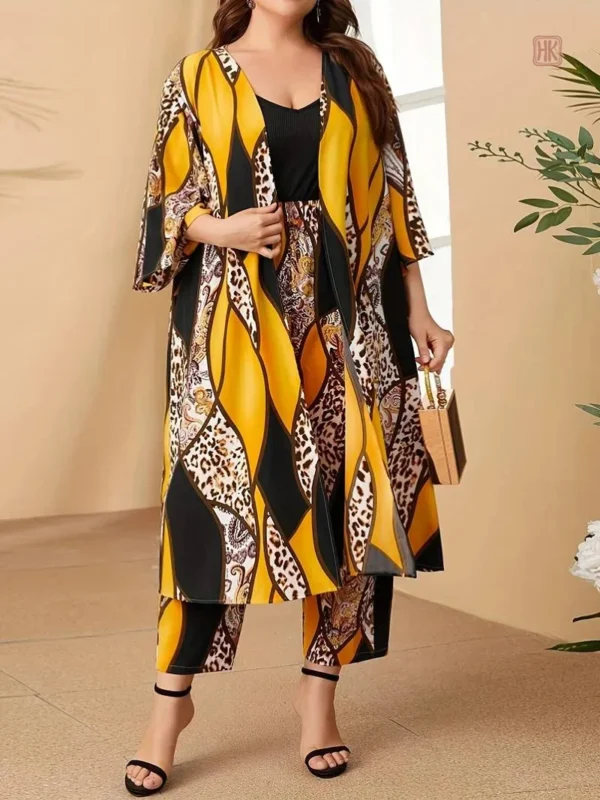 Ensemble kimono chic avec imprimé animalier
