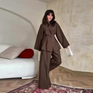 Ensemble Kimono Marron Ample à Plis