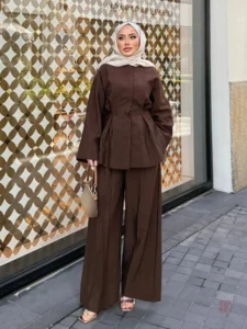 Ensemble kimono chic en teinte marron
