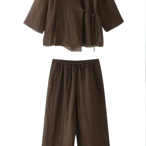 Kimono marron élégant pour un style décontracté