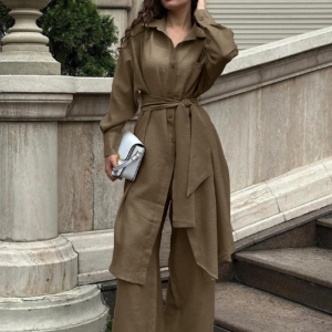Ensemble Kimono Marron Long élégant et confortable