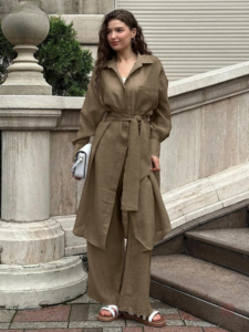 Kimono marron long pour un look décontracté