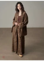 Kimono Marron au style rétro élégant