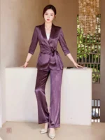 Ensemble Kimono Satiné Mauve