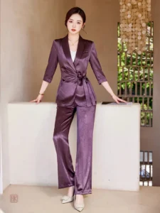 Ensemble Kimono Satiné Mauve