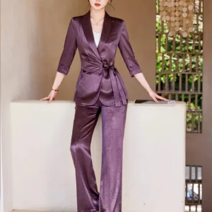Ensemble Kimono Satiné Mauve