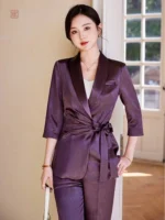 Kimono Satiné en teinte mauve élégante