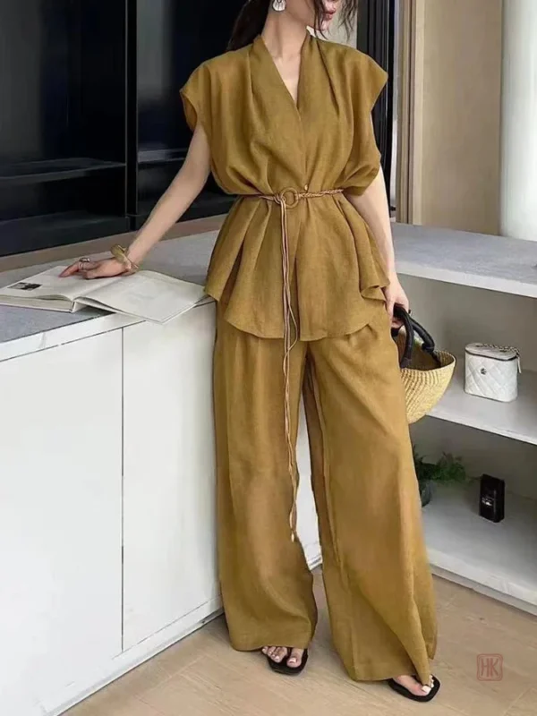 ensemble-kimono-moutarde-d-ete-1 Ensemble Kimono Moutarde d'Été élégant et léger