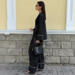 Kimono ample noir, style pyjama féminin