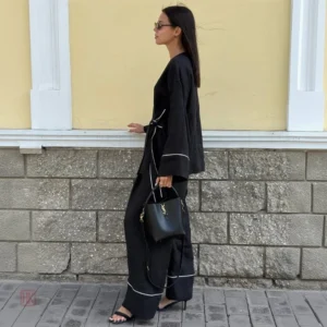 Kimono ample noir, style pyjama féminin
