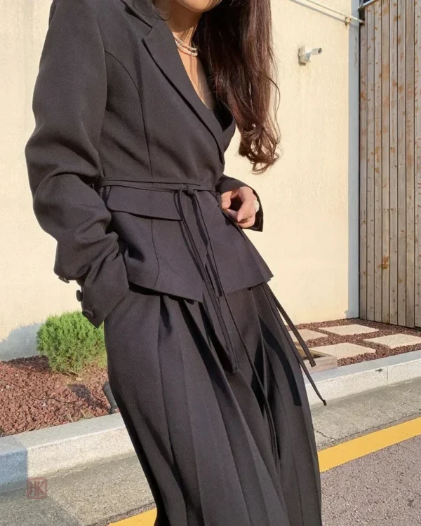 ensemble-kimono-noir-fluide-a-plis-1 Ensemble Kimono Noir Fluide à Plis